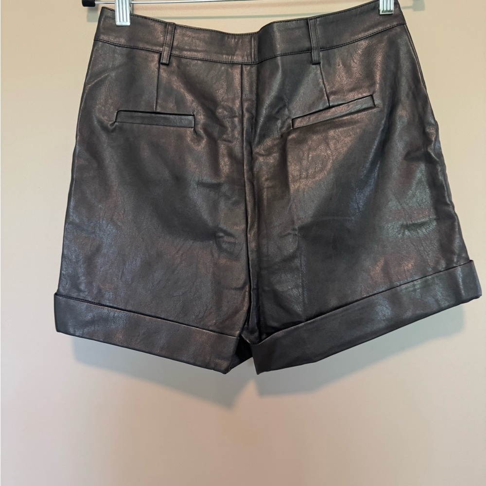 Black faux leather high-rise shorts size medium tall